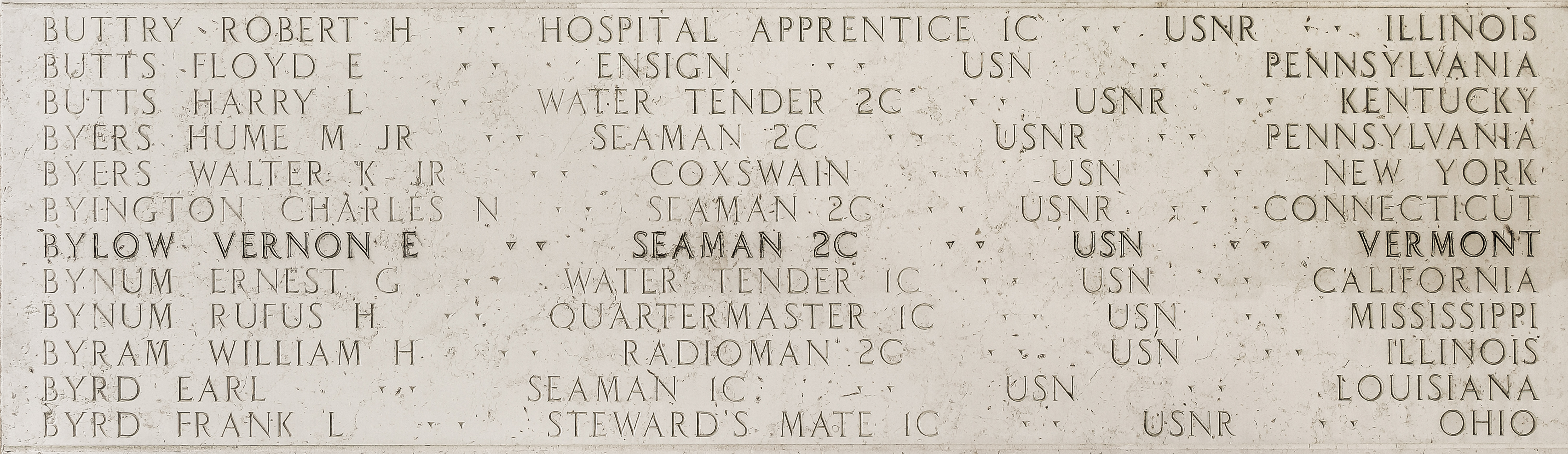 Vernon E. Bylow, Apprentice Seaman